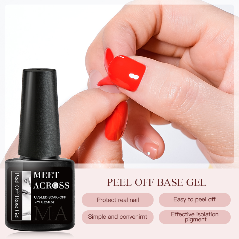 Peel Off Base Coat - ミートアクロス 7 ミリリットルピールオフジェルベースジェルリムーバー不要水ソークオフネイルアート UV プライマージェルマニキュアトップコートポリッシュラッカー