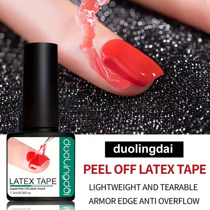 Peel Off Base Coat - 7.5mlピールオフネイルバリアリキッド - ジェル＆ネイルポリッシュ用アンチオーバーフローラテックステープ、速乾性、キューティクルプロテクター、簡単な清掃