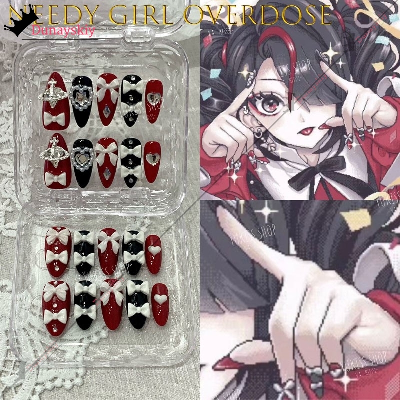 Nail Art Nail Art - YiNuo*/ニーディーガールオーバードーズ ジライ・ケイ・アメちゃん Y2K カワイイ グリッターネイル アクリル製