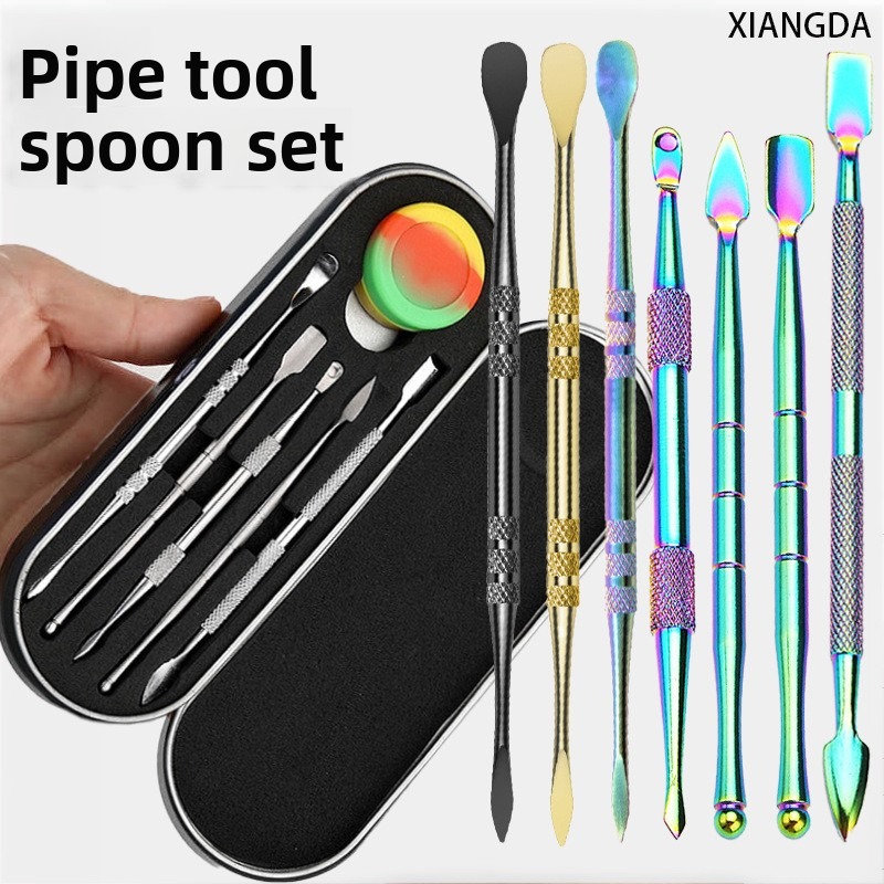 Nail Art Nail Art - ネイルアート用角質除去スチールプッシャー、金属製スプーン、喫煙パイプ用オイルクリーニングスプーン、キャンドルカービングプレスロッドツール、男性女性向けギフト