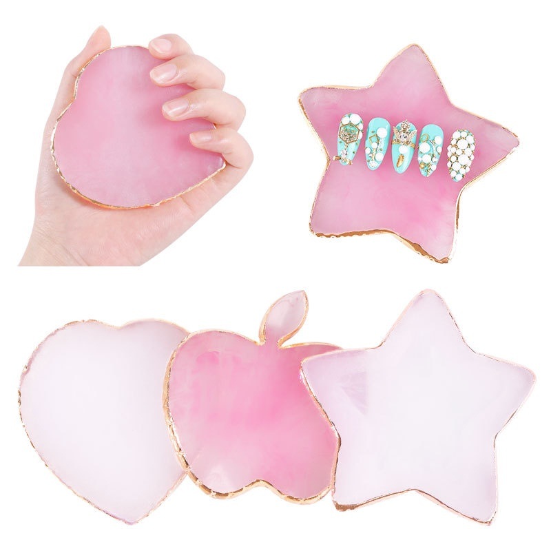 Nail Art Quotes - 樹脂瑪瑙石ネイルアートパレット偽ネイルチップミキシングカラードローイングパレットジェルポリッシュディスプレイシェルフマニキュアツール