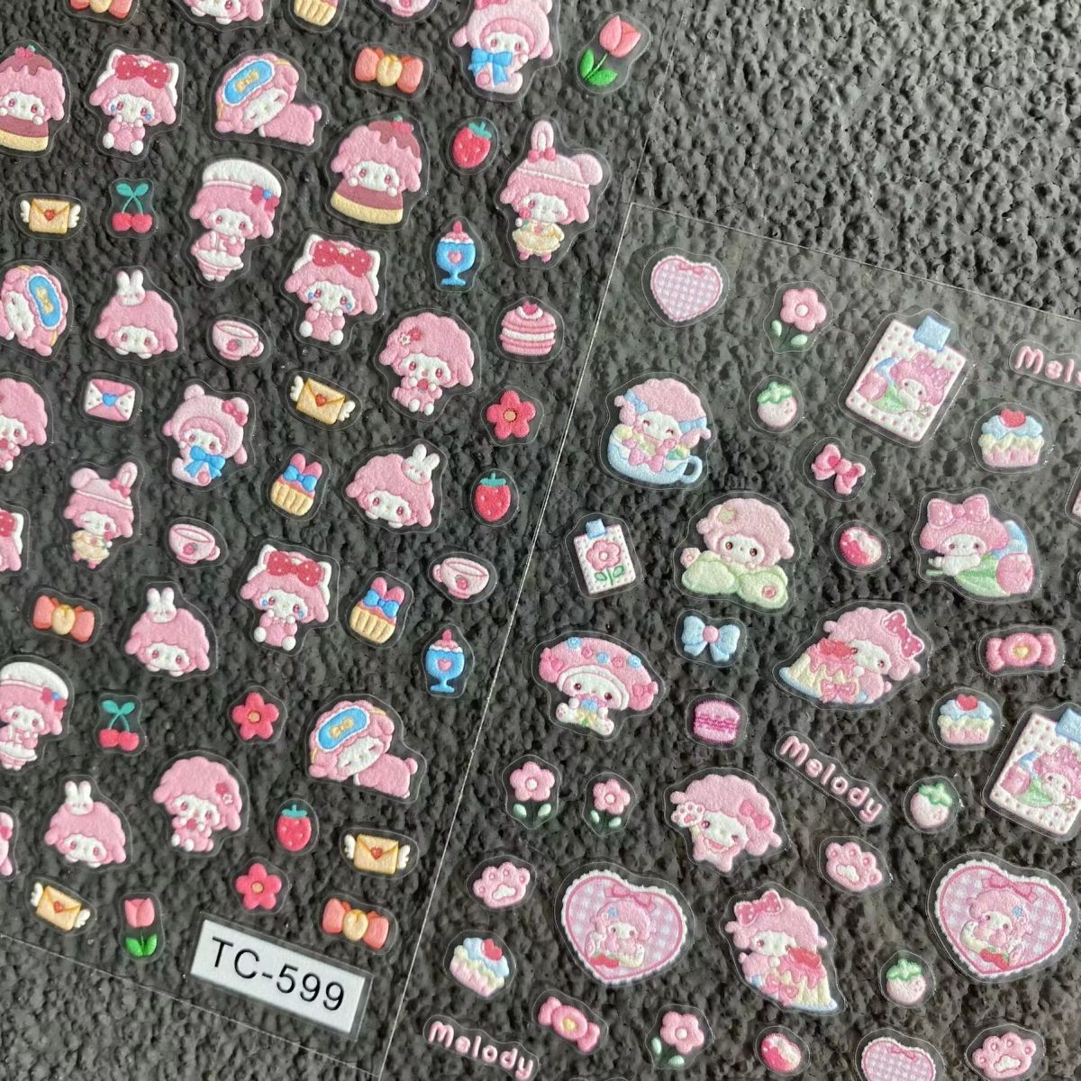 Nail Art Nail Art - かわいいピアノの子羊レリーフネイルアートステッカー漫画3DハンドブックウォーターカップCCDネイルデコマニキュアネイルステッカーパッチデコレーションギフト