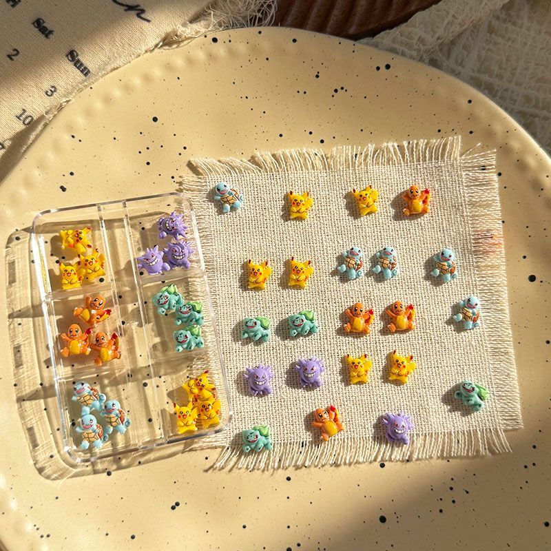 Nail Art Nail Art - ポケモンネイルアートアクセサリー、かわいいミニ3Dゼニガメとゲンガーのレジン製DIY装着可能なネイルデコレーション、友達への楽しい贈り物