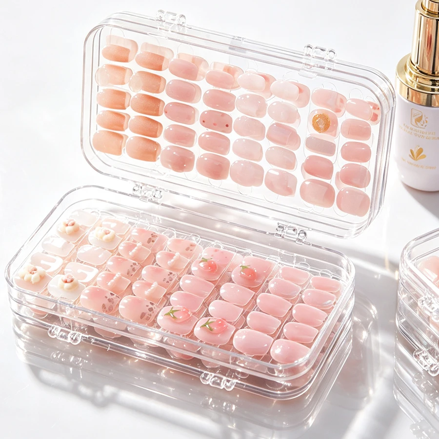 Nail Art Quotes - クリア折りたたみ式プレスオンネイル収納ボックス、防塵ネイルチップディスプレイオーガナイザーケース（サロン＆DIYネイルデザイン用）