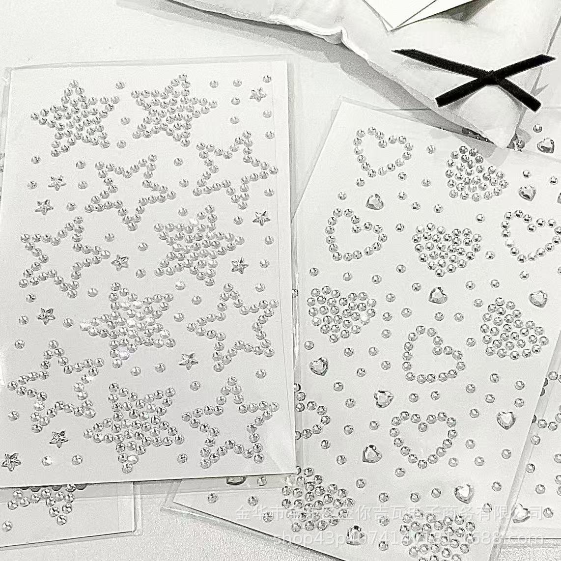 Nail Art Nail Art - シルバースターハートラインストーンステッカー フラットバックジェム DIYネイルアート カードデコレーション スクラップブック用品 ブロガースタイル