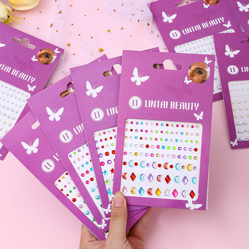 Nail Art Nail Art - ホットセール中！フェイスジェムステッカー、粘着式防水ティアドロップラインストーン、パーティーメイク、ネイルアート、美容用品に