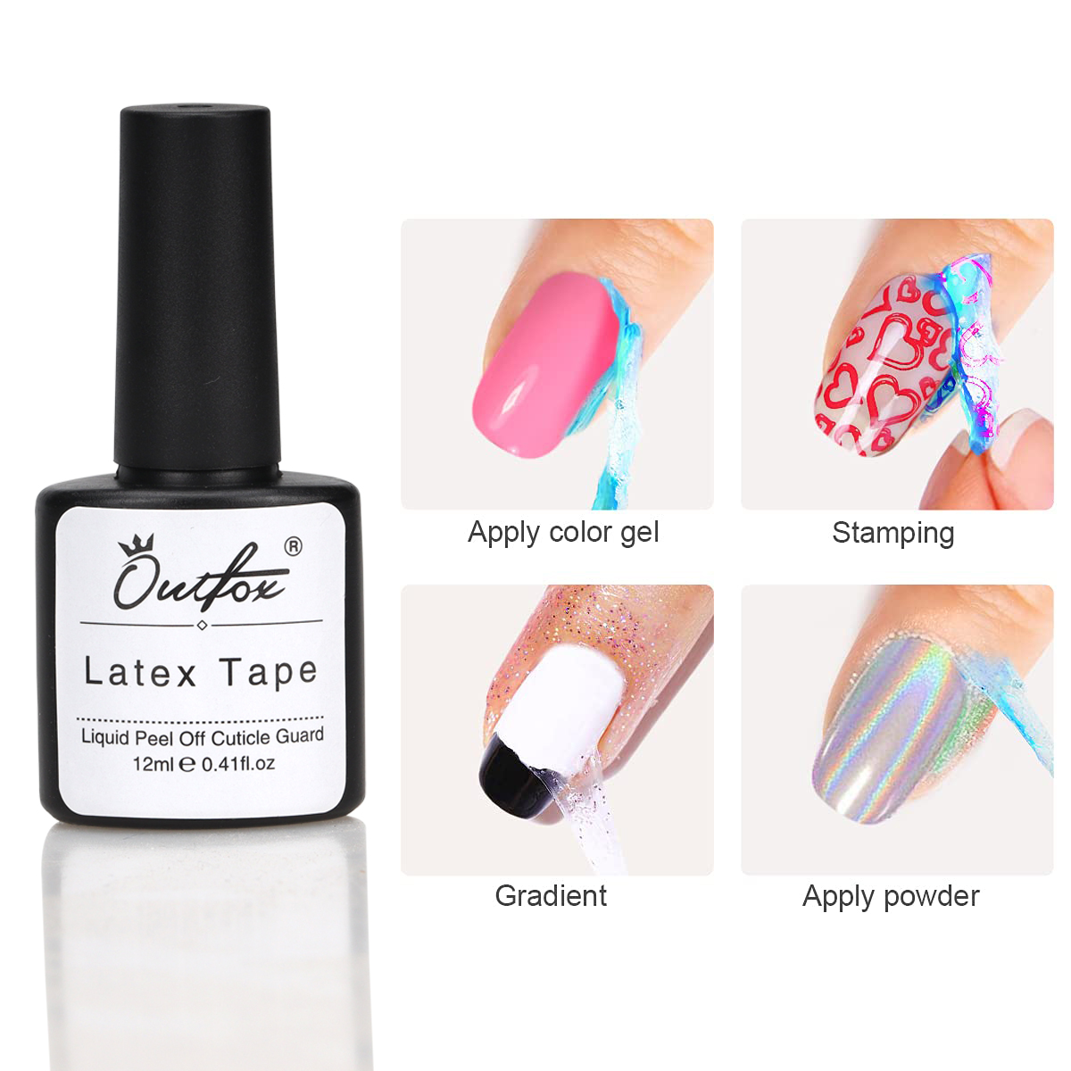 Peel Off Base Coat - 12MLネイルピールオフリキッド、オーバーフロー防止グルー、エッジラテックステープ、ネイルミルクパッド、ピールオフキューティクルガード、ネイルフィンガーラッカープロテクター