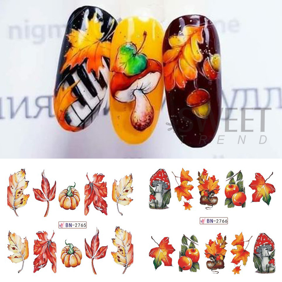 秋のネイルステッカー,12ピース,漫画のパターン,オケルトの - Nail Art France のレビューと価格