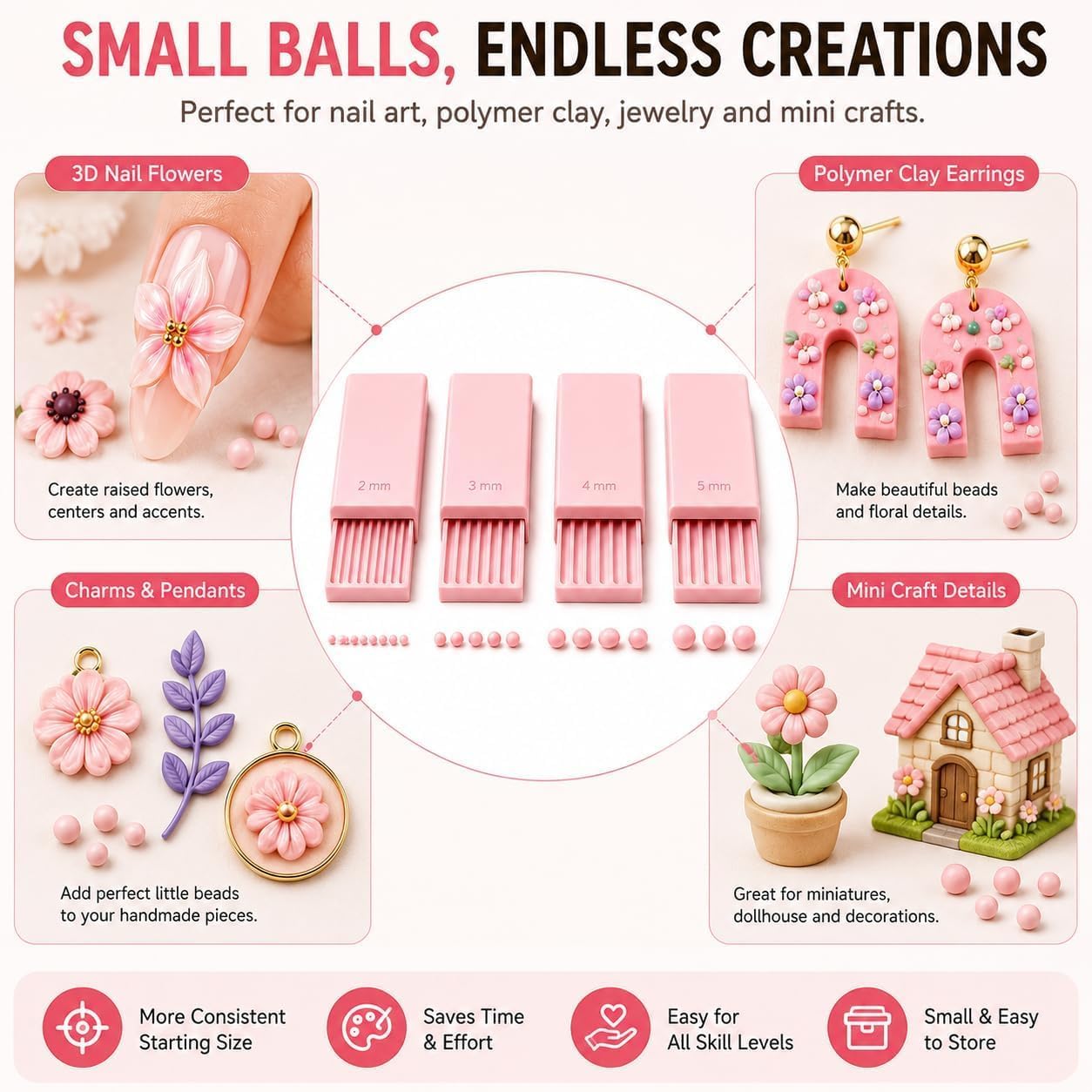 4個入り 3Dプリントクレイジェルボールメーカーツール、3D - Nail Art Nail Art のレビューと価格