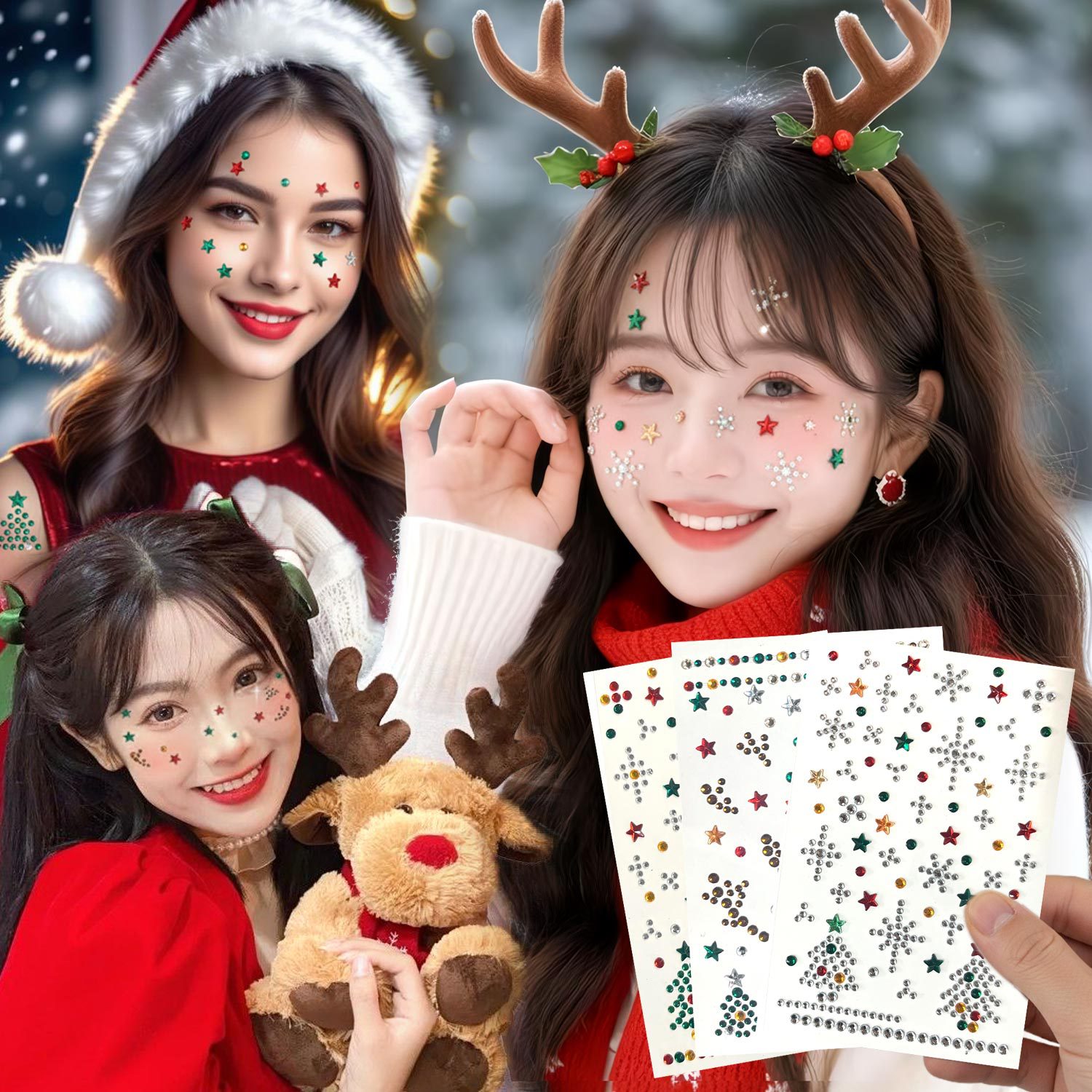自己粘着ダイヤモンドフェイスステッカー クリスマスパーティー - Nail Art Nail Art のレビューと価格