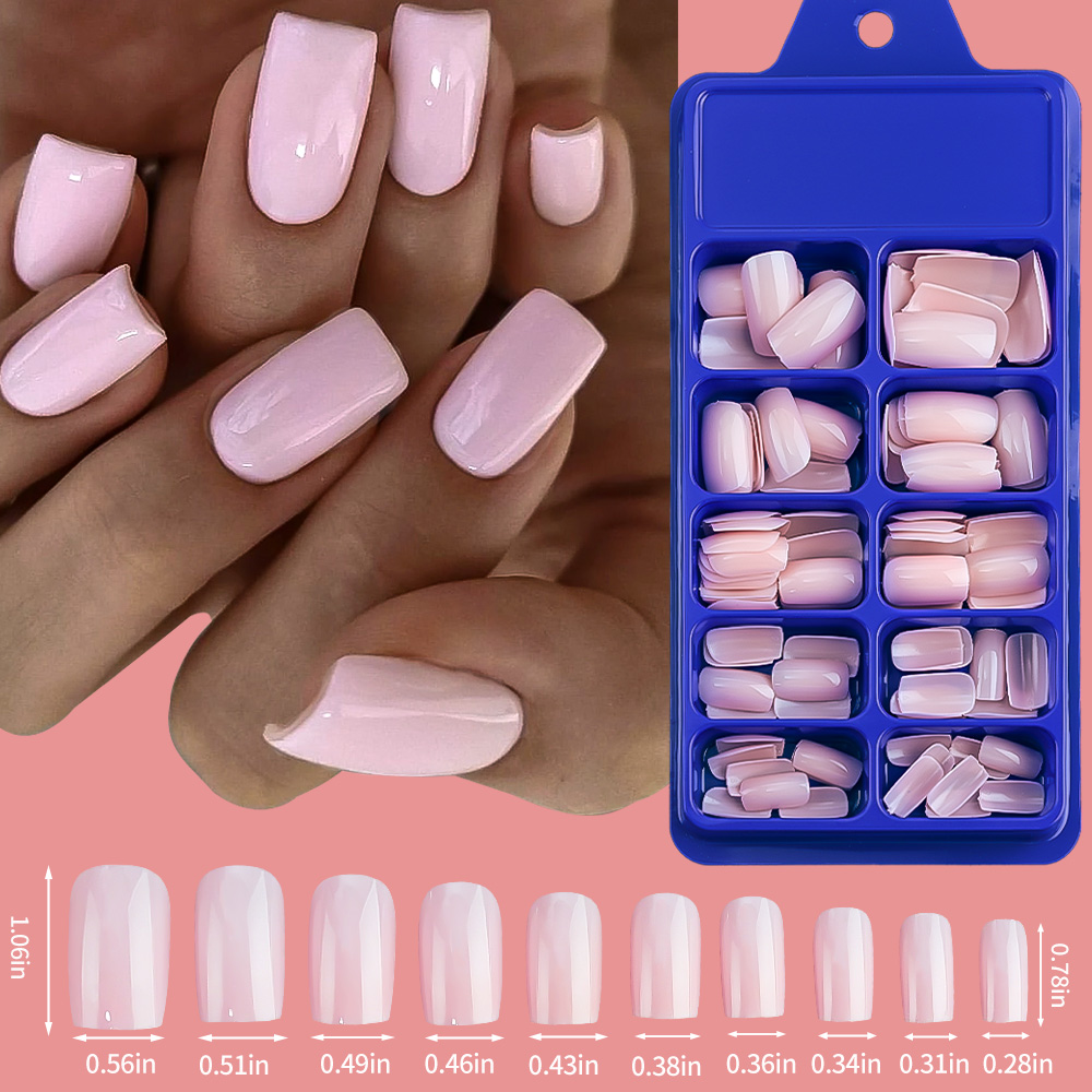 100/120 個ピンクホワイトプレス爪ミディアム台形アクリ - Nail Art Extension のレビューと価格