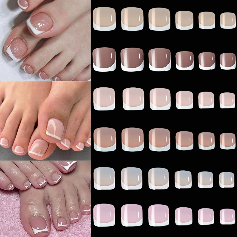 120枚入り スクエアフレンチチップ トゥプレスオンネイル  - Nail Art Extension のレビューと価格