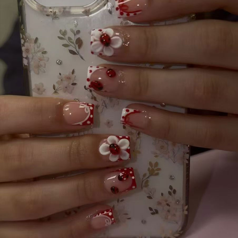 1セットに24個入り。 長方形3Dジェルフラワーポルカドット - Nail Art Quotes のレビューと価格