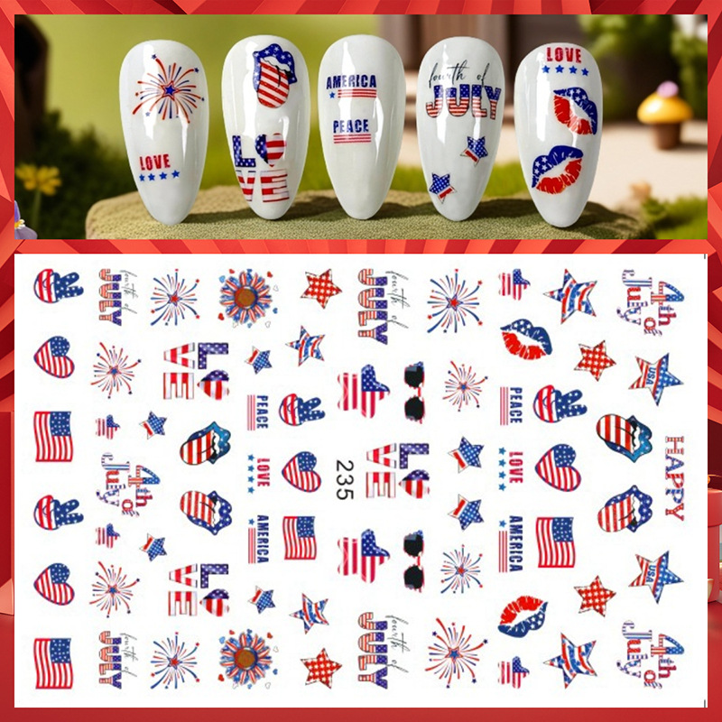 1 シート独立記念日ネイルステッカー独立記念日愛国的なネイル - Nail Art France のレビューと価格