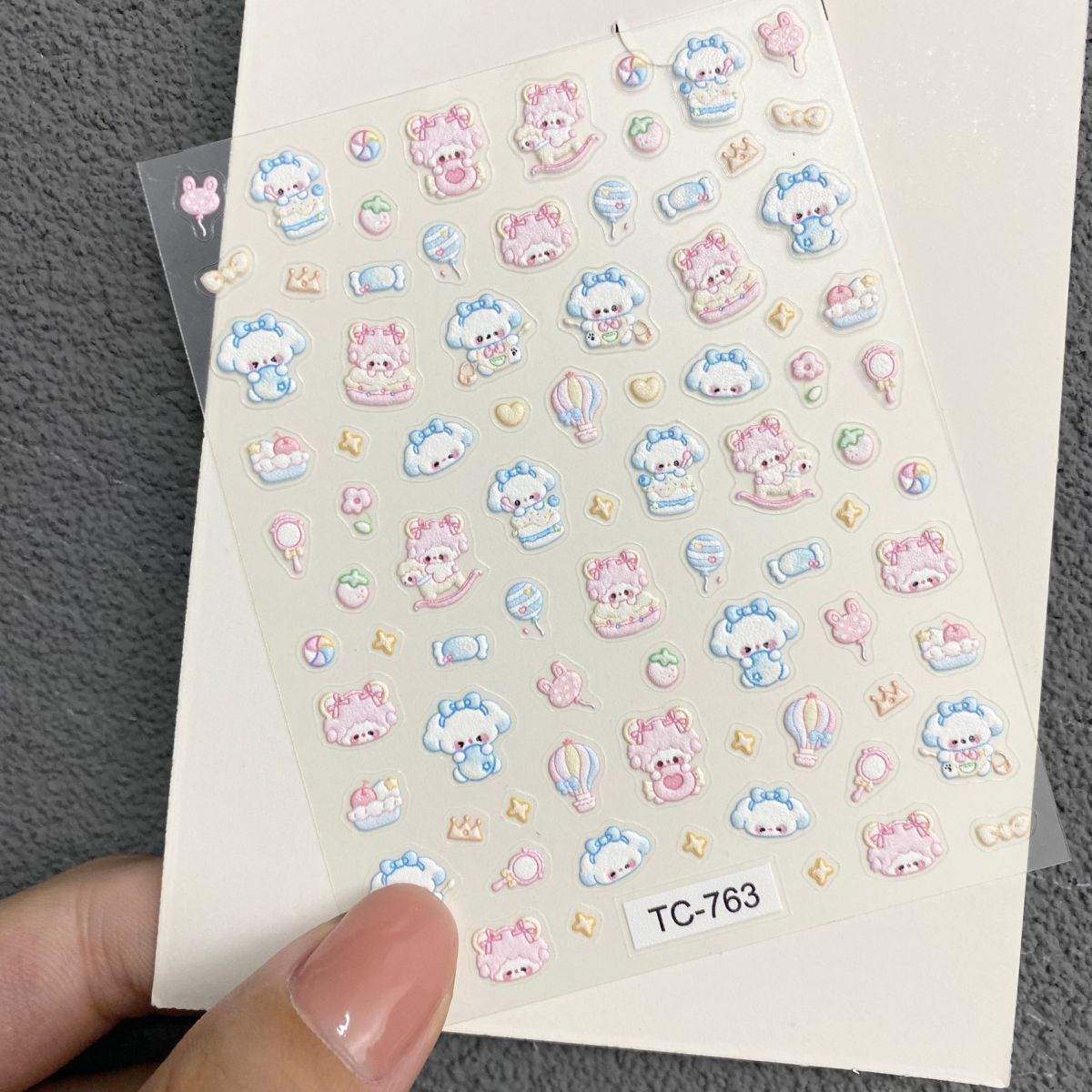 かわいいピアノの子羊レリーフネイルアートステッカー漫画3Dハ - Nail Art Nail Art のレビューと価格
