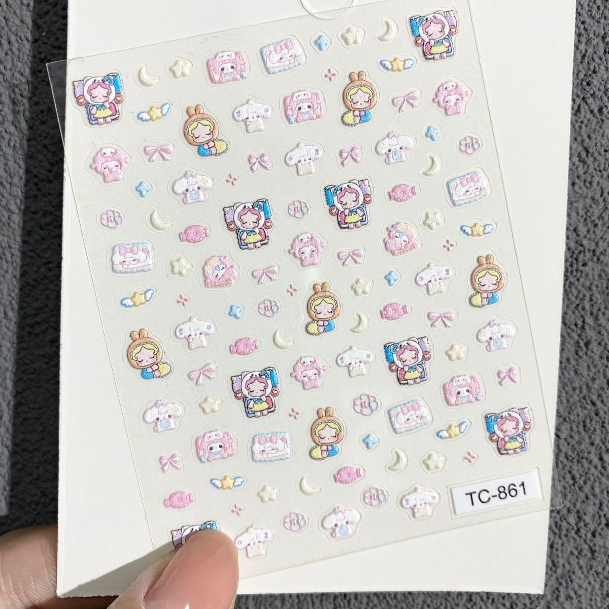 かわいいピアノの子羊レリーフネイルアートステッカー漫画3Dハ - Nail Art Nail Art のレビューと価格