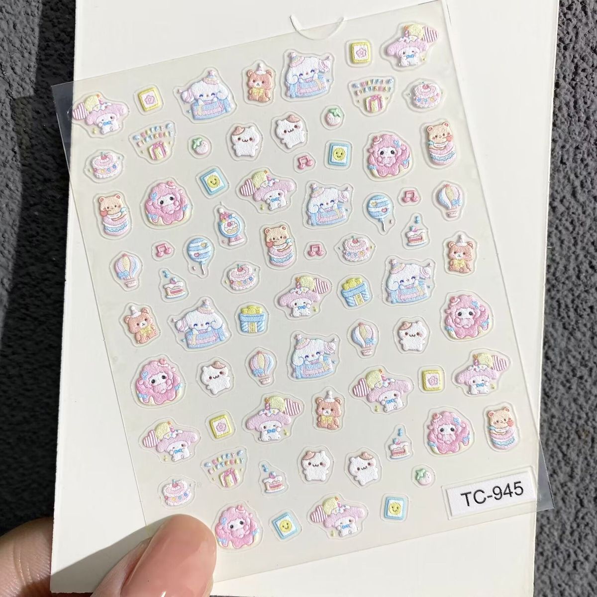 かわいいピアノの子羊レリーフネイルアートステッカー漫画3Dハ - Nail Art Nail Art のレビューと価格
