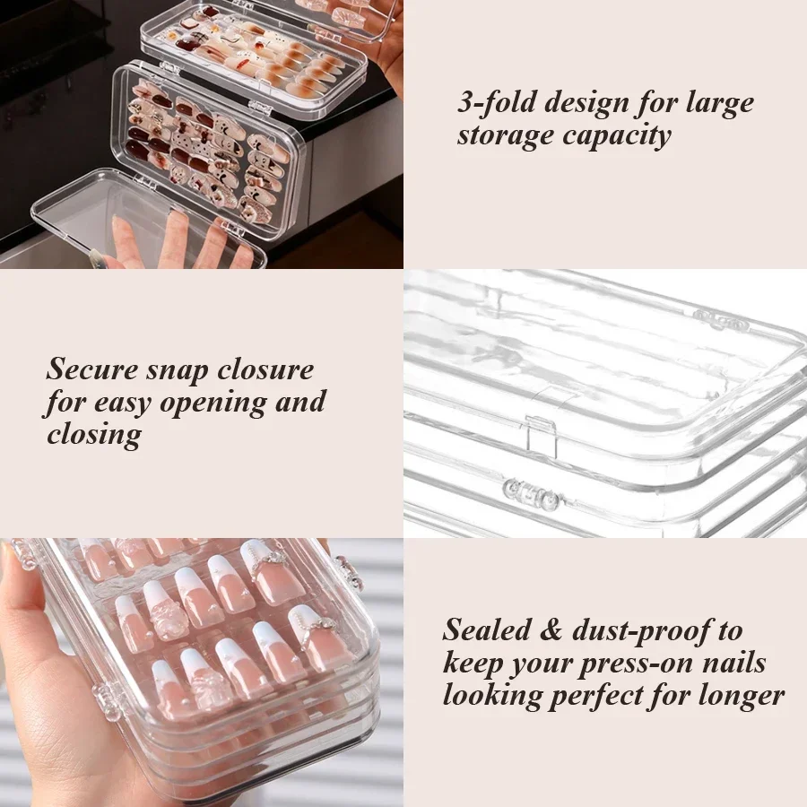 クリア折りたたみ式プレスオンネイル収納ボックス、防塵ネイルチ - Nail Art Quotes のレビューと価格