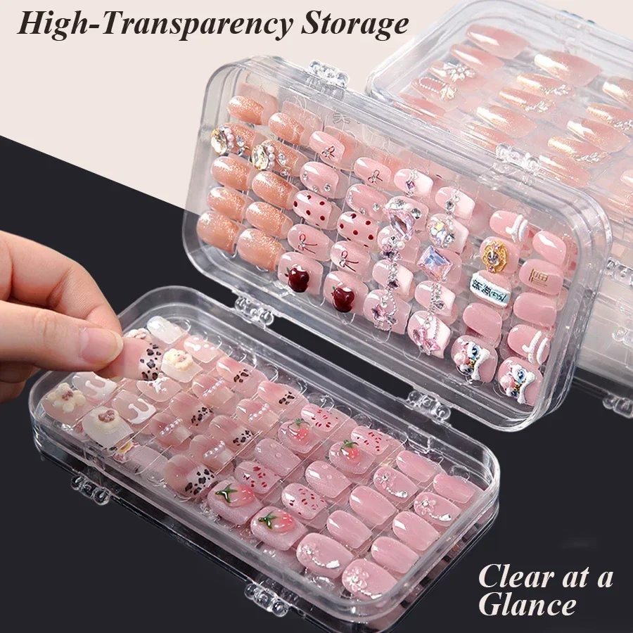クリア折りたたみ式プレスオンネイル収納ボックス、防塵ネイルチ - Nail Art Quotes のレビューと価格