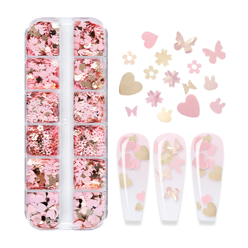 混合色の蛍光蝶キラキラまつげ延長アクセサリーネイルアートグリ - Nail Art Extension のレビューと価格