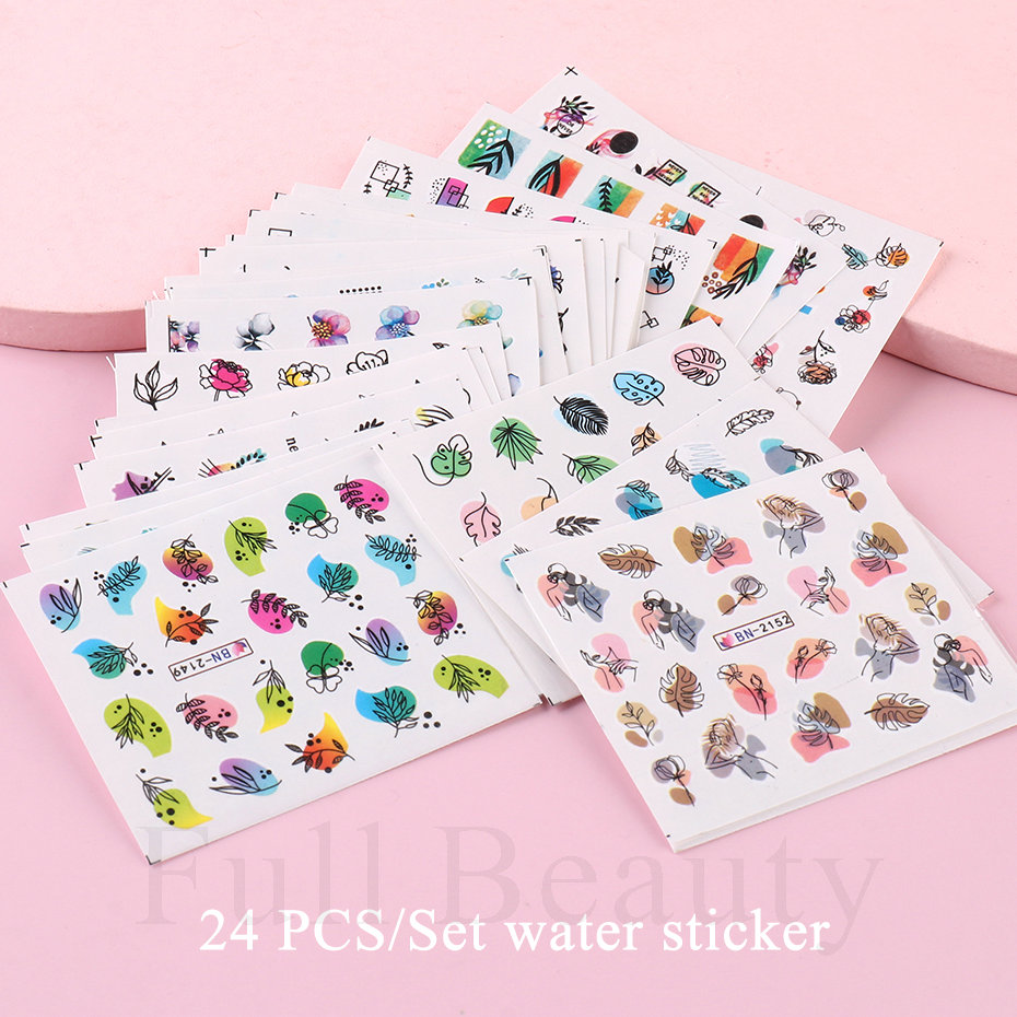 24 ピース/セット春夏ネイルステッカーウォーターデカールネ - Nail Art France のレビューと価格